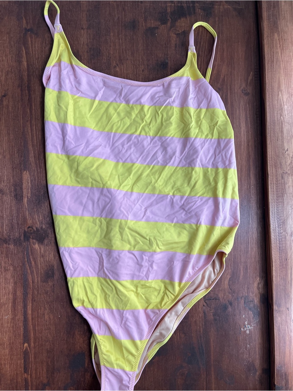 J. Crew Pink & Lime Striped One-Piece Swimsuit
